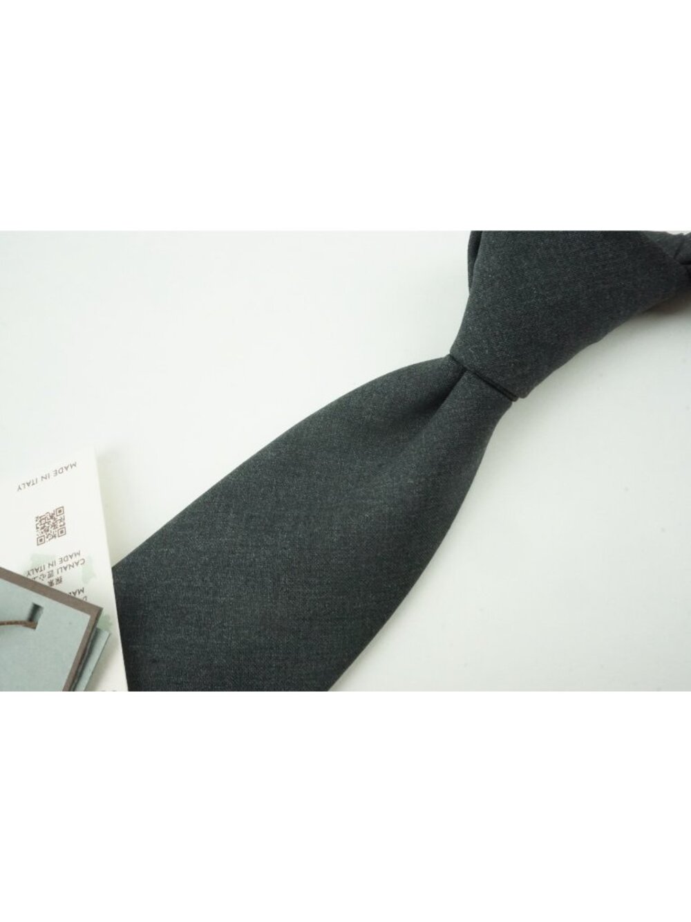 Canali Solid Graphite Gray 100% Wool Tie Brand New With Tags